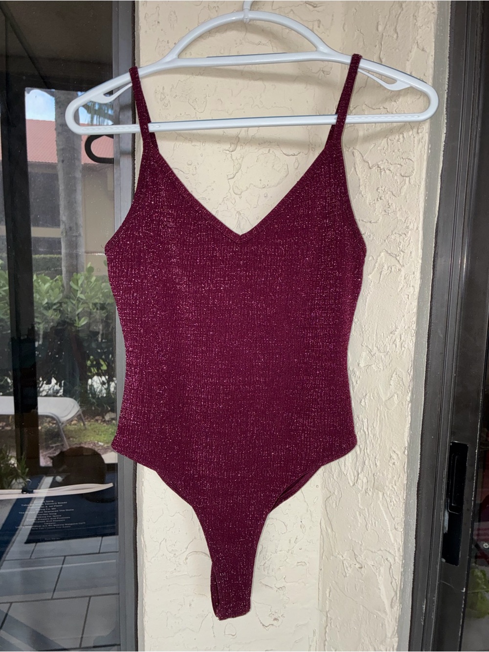 Forever 21 Burgundy Sparkle Tank Bodysuit - Picture 2 of 4
